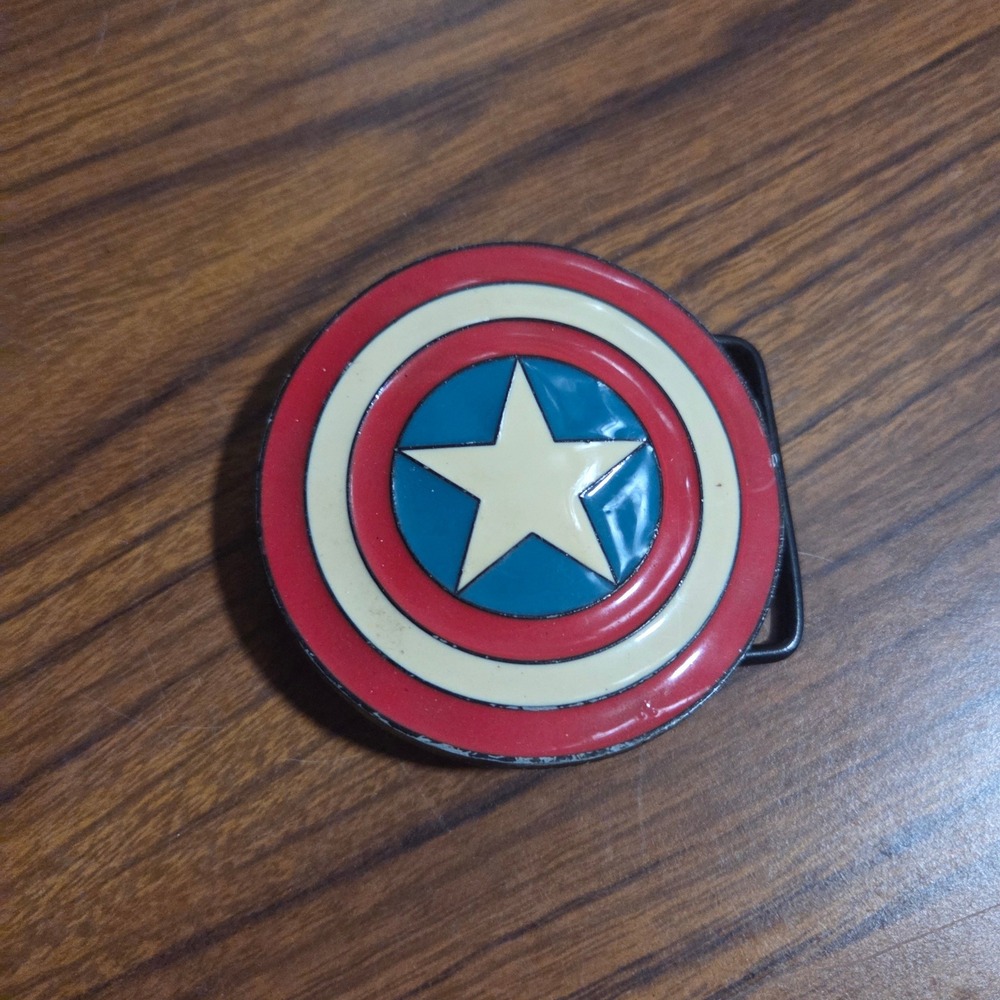 Marvel Captain America Shield Belt Buckle 2008 Official Licensed Red White Blue